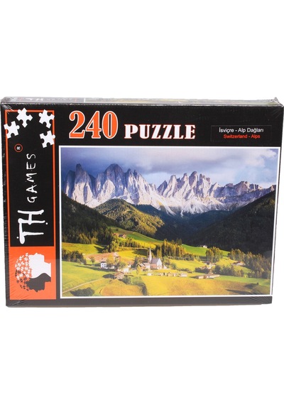 240 Parça Kutulu Puzzle - İsviçre Alp Dağları Manzarası
