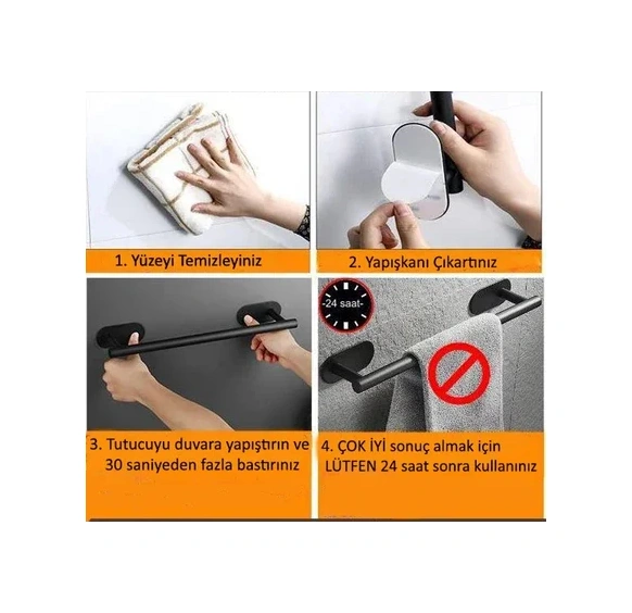 Glare Konik Kendinden Yapışkanlı Askılık İkili Mat Siyah 2 Li Paket Siyah Mat