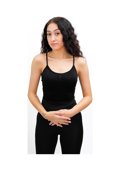 Cotonhause Kadın İnce Askılı Siyah Toparlayıcı Sıkı Atlet C1t0n01 001