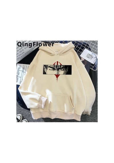 Tarzsokak Berserk Anime Grafik Hoodie Model 72 12255 Beyaz