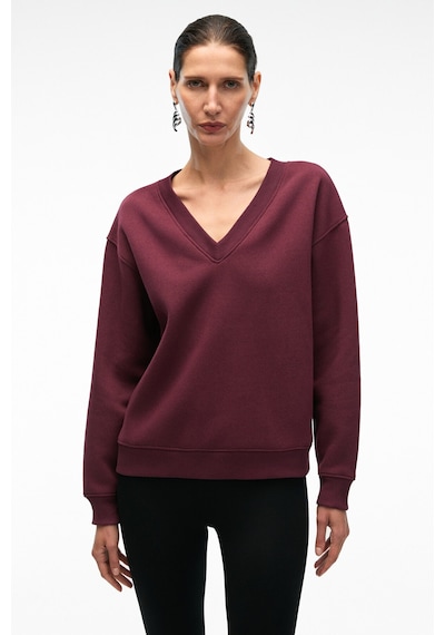 Grimelange ARINEL Kadın V Yaka Regular Fit Bordo Sweatshirt