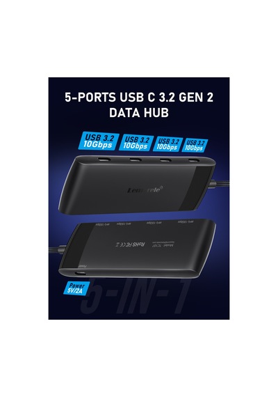 Lemorele Tc107, 10gbps Yüksek Hızlı 4 Port Usb 3.2 Gen2 Hub - 60cm Uzun Örgü Kablolu Çoklayıcı Mc & Pc