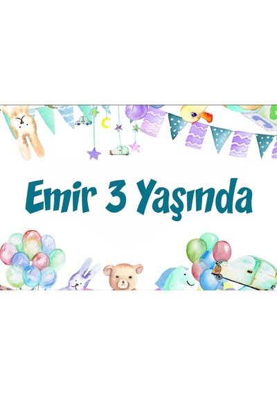 Sevimli Hayvanlar Ve Parti Temalı Doğum Günü Afişi 35x50 Cm