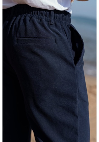 Madmext Lacivert Beli Lastikli Relaxed Fit Jakarlı Erkek Pantolon E6593