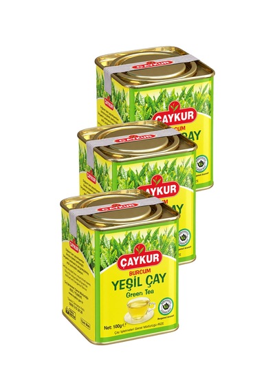 Burcum Yeşil Dökme Çay Teneke Kutu 100 Gr. Üçlü Paket