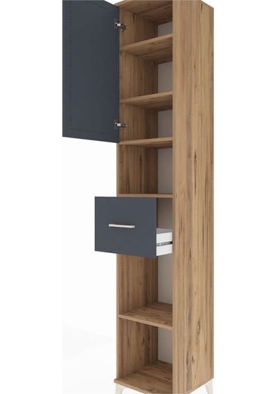 Hyperion Dolap 5 Raflı Tek Çekmeceli Tek Kapaklı 44x44x243 Çam-antrasit Atlas Çam Hyperion Dolap 5 Raflı Tek Çekmeceli Tek Kapaklı 44x44x243 Çam-antrasit Atlas Çam