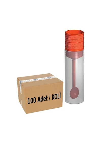 Aromel Kaşıklı Gaita Kabı | 100 Adet | Kaşıklı Numune Kabı