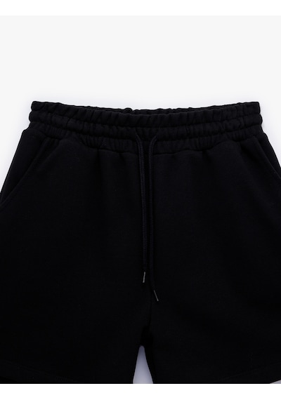 Koton Cepli Beli Bağcıklı Pamuklu Slim Fit Mini Şort Siyah 6sal40004ık Siyah