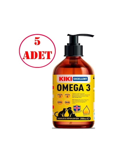 Kıkı Excellent Kedi Ve Köpek İçin Omega 3 Balık Yağı 250 Ml 5 Ad