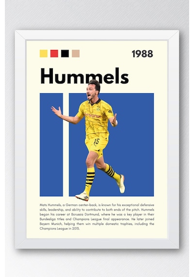 Mats Hummels Çerçeveli Tablo - Dekoratif Çerçeveli Futbolcu Poster Tablo