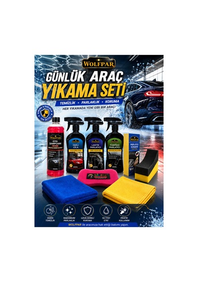 Günlük Araç Yıkama Seti Oto Şampuanı +hızlı Cila+lastik Parlatıcı+torpido Parlatıcı+parlatıcı Sünger+lastik Süngeri+yıkama Süngeri+mikrofiber Kurulama Bezi+mikrofiber Cam Bezi