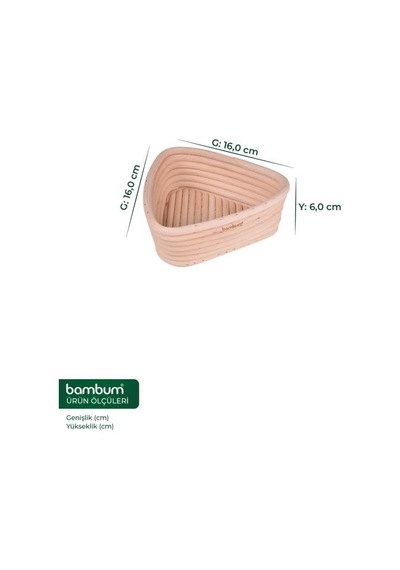 Bambum Puder - Ekmek Mayalama Sepeti Üçgen 16 Cm Ahşap