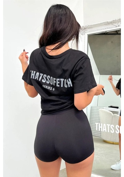 Siyah Oversize Fetch Series 6 T-shirt - Oversize Baskılı SIYAH
