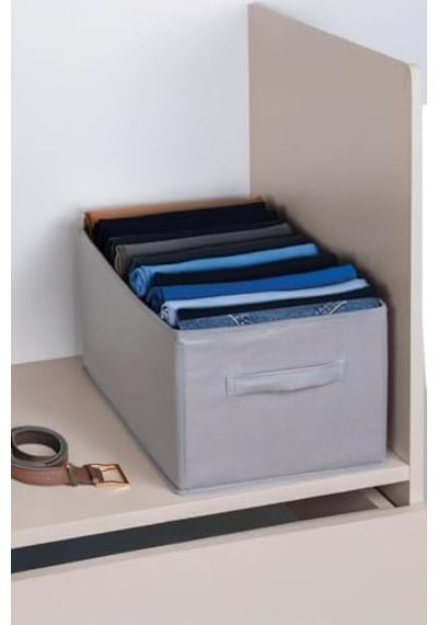 Orret Home 24x41x20 Cm Bez Kutu Pantolon Organizeri Dolap İçi Düzenleyici, Çamaşır Organizer, Gardırop İçi Pantolon Saklama Kutusu, Katlanabilir Dolap Organizer Sepeti