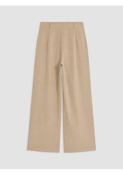 Lcw Comfort Bej Geniş Paça Pileli Kadın Kumaş Pantolon