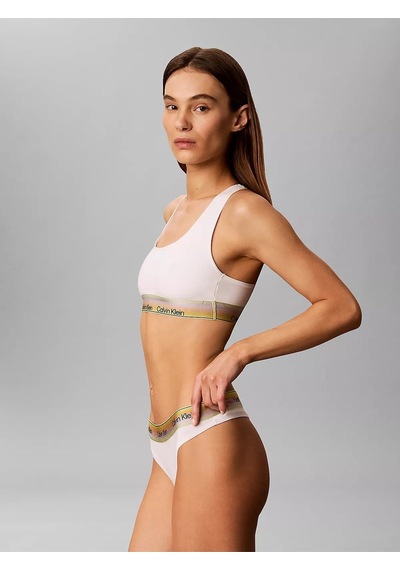 Calvin Klein Kadın Logo Detaylı Elastik Bel Bantlı Pamuklu Beyaz Bralet-15847
