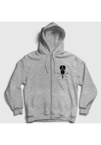 Presmono Unisex Cello Apocalyptica Fermuarlı Kapüşonlu Sweatshirt Gri Melanj