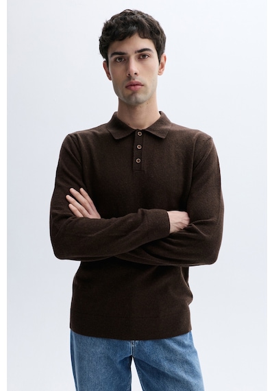 Mudo Erkek Erkek Kahverengi Polo Yaka Yünlü Kazak 1262709