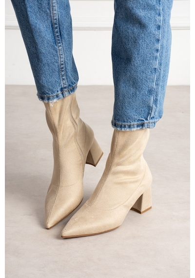 Dabab Shoes Neva Kadın Bej Streç Süet Sivri Burun Fermuarlı 6 Cm Kalın Topuklu Bot Bootie Bej Süet Dabab Shoes Neva Kadın Bej Streç Süet Sivri Burun Fermuarlı 6 Cm Kalın Topuklu Bot Bootie Bej Süet