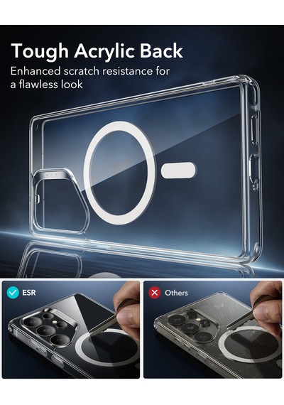 Samsung Uyumlu  S25 Ultra Halolock Magsafe Classic Hybrid Silikon Kılıf Buzlu Siyah Şeffaf