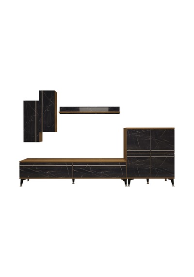 Decoraktiv Eko 6 Mdf Std Silver Tv Ünitesi Tv Sehpası Pera - Siyah Mermer