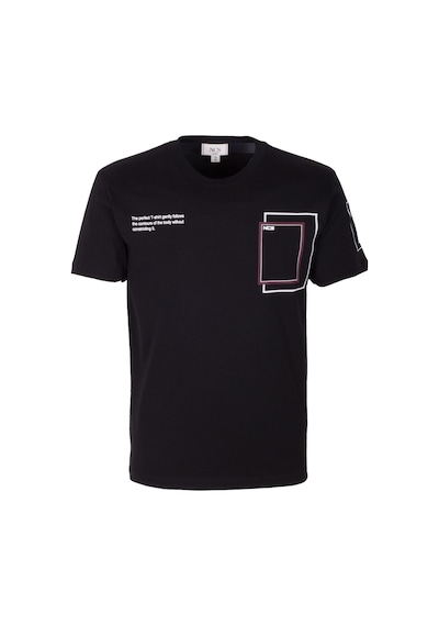 Erkek Tişört Bisiklet Yaka Slim Fit Baskılı T-shirt Ncs Jeans 1292 Siyah