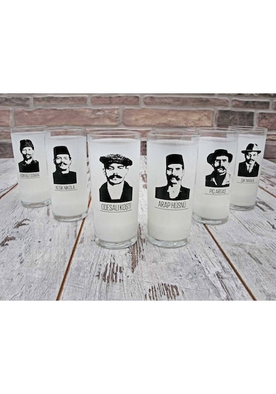Eski İstanbul Kabadayıları Rakı Kadeh Seti-6 Bardak