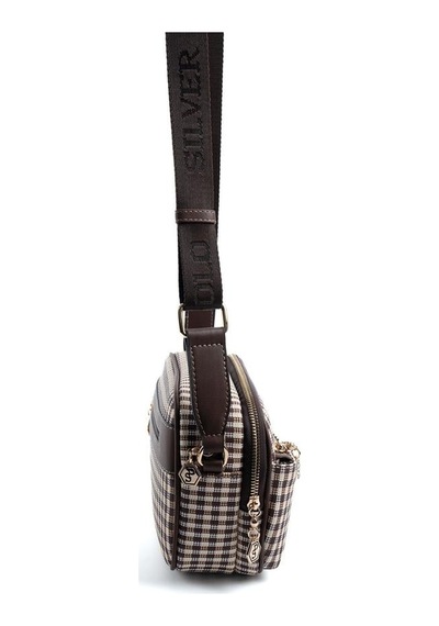 Silver Polo Sp1162 Kadın Çapraz Çanta Ekose Line Kare Kahve Sarı-kahve