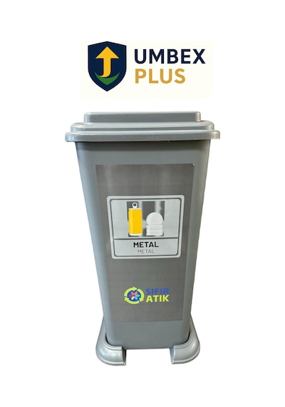 Umbex 70 Litre Plastik Lüx Geri Dönüşüm Kutusu Geri Dönüşüm Kovası / Sıfır Atık Kutusu A Kalite Gri