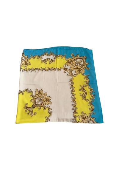 Tikitonki Çiçek Desenli Çok Renkli Kare Kesim Eşarp - 90x90cm Çok Renkli Çok Renkli