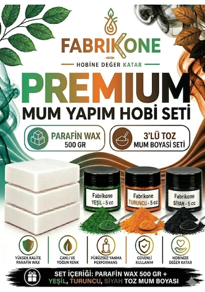 Premium Mum Yapım Hobi Seti - Parafin Wax 500 Gr - 3'lü Toz Mum Boyası Seti - Yeşil, Turuncu, Siyah Bkfabpw5003yts Karışık