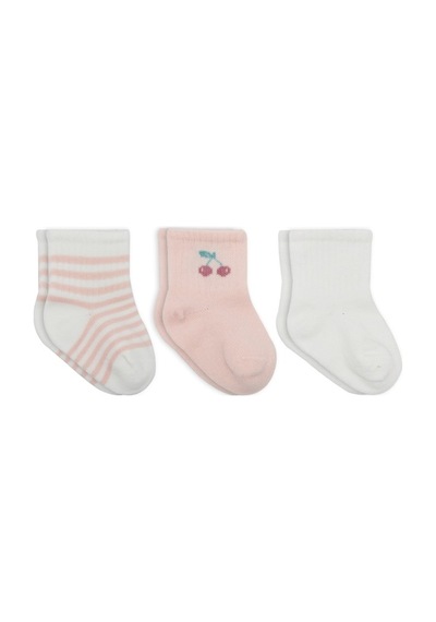 Akıllı Bayi Cherry Girl 3'lü Penye Soket Çorap 10138 Ekru Renkli