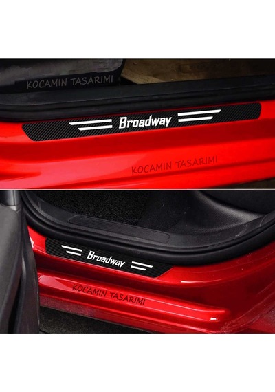 Renault Broadway Araç Kapı Ve Bagaj Eşiği Koruyucu Set Karbon Folyo Çizilme Engelleyici Broadway Yazılı