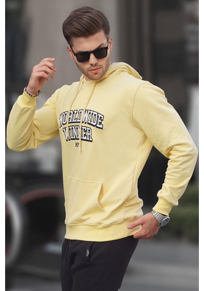 Madmext Sarı Baskılı Kapüşonlu Sweatshirt 6149-sarı Sarı