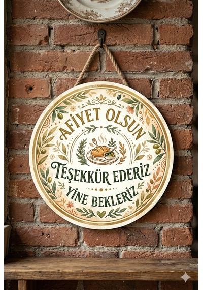 Afiyet Olsun Teşekkür Ederiz Temalı Büfeler Cafeler Restoranlar İçin Ahşap Duvar Kapı Dekoratif Süs 6