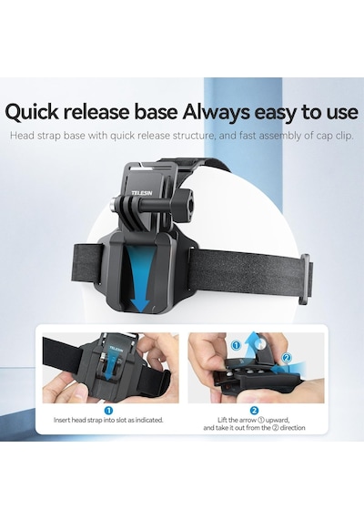Adaptom Telesın Baş Kayışı Dağı Kapak Klipsli, Hızlı Çıkarma Baş Kemeri Dağı Gopro Hero 12/11/10/9/8/7/6/5, Diğer