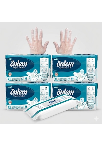 Önlem Bel Bantlı Xlarge 120 Adet Mendil Ve Eldiven Hediyeli XL