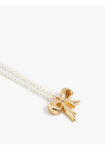 Koton İnci Choker Kolye Fiyonk Çelik Karışımlı Altın 5wak70773aa Altın Rengi