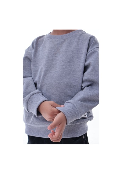 Erkek Çocuk Gri Sweatshirt %100 Pamuk 12 Ay 5 Yaş Rahat Kalıp Basic Günlük Üst Gri