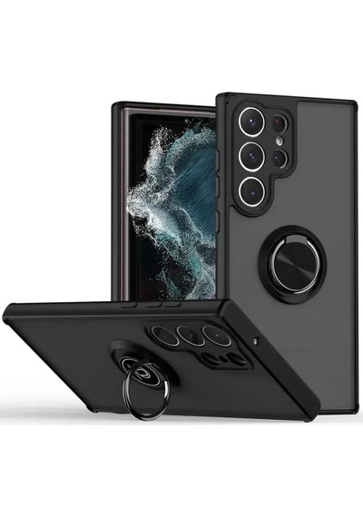 Samsung Galaxy S25 Ultra Kılıf Montreal Yüzüklü Silikon Kapak - Siyah