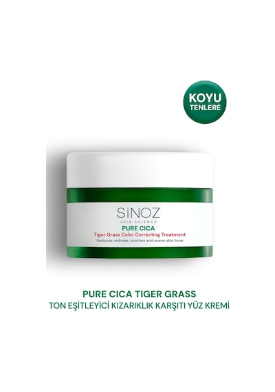 Sinoz Pure Cica Tiger Grass Ton Eşitleyici Yoğun Onarıcı ve Yatıştırıcı Yüz Kremi 15 ML