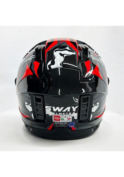 Sway Sw 868 Cannibal Black Grey Red Güneş Vizörlü Siyah Camlı