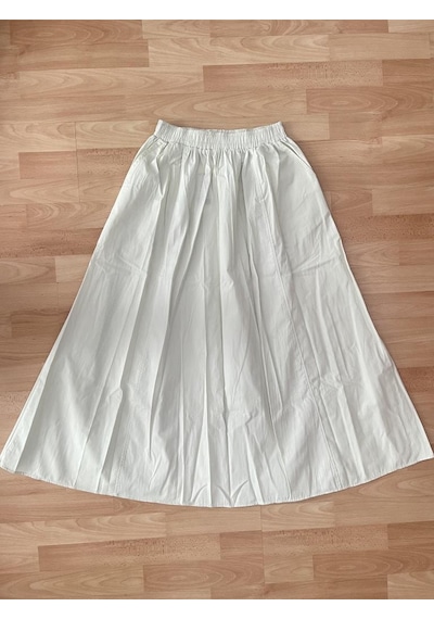 Poplin Beli Lastikli Cepli Uzun Etek Su Yeşili