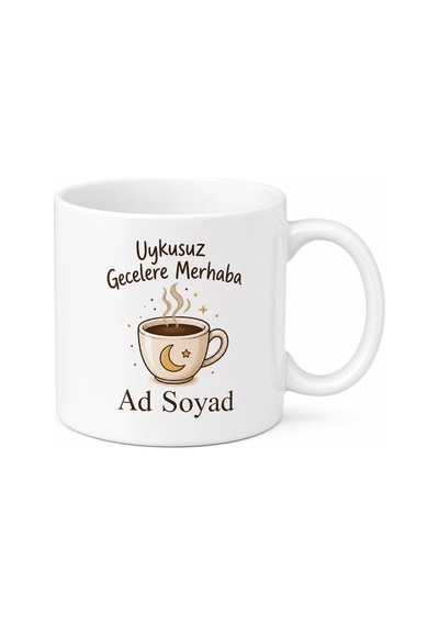Anne Olan Arkadaşa Uykusuz Gecelere Merhaba Süt Kahvesi Kupa Hediye Bardak Beyaz / Çok Renkli