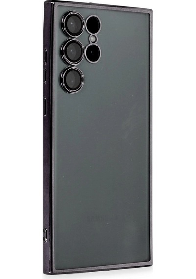 Samsung Uyumlu Galaxy S22 Ultra Kılıf Kamera Korumalı Lensli Silikon Siyah