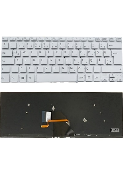 Sony Uyumlu Vaio Svf1421tst, Svf1421tstb Klavye Led Işıklı Beyaz Tr