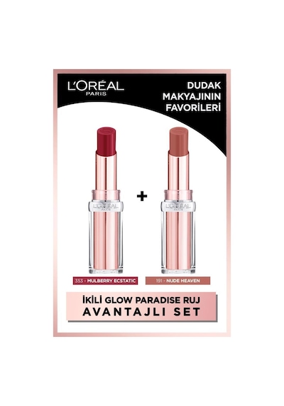 L'Oréal Paris Glow Paradise Balm-in-lipstick Işıltı Veren Ruj 2li Set - 353 Mulberry Ecstatic & 191 Nude Heaven pktglwprds2-9539 Diğer