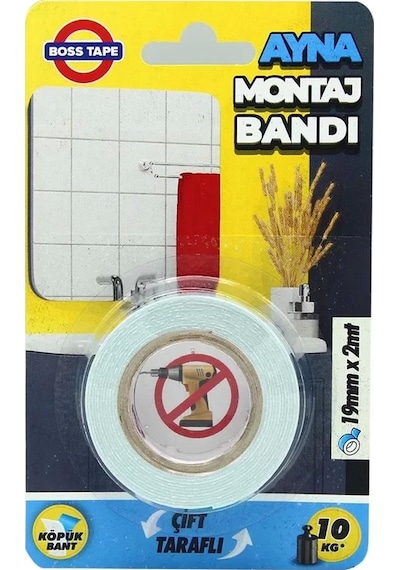 Boss Tape 4170 Çift Taraflı Köpük Ayna Montaj Bandı 19mmx2m