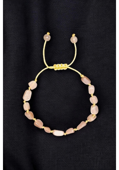 Turuncu Aytaşı Doğal Taş Bileklik Makrome Ayarlı 633-1 Peach Moonstone Turuncu