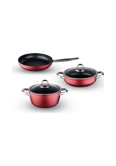Master Daily Titanium 5 Parça Set Çelik Sap Metalik Kırmızı 22cm Derin Tencere + 26cm Sığ Tencere&tava Diğer